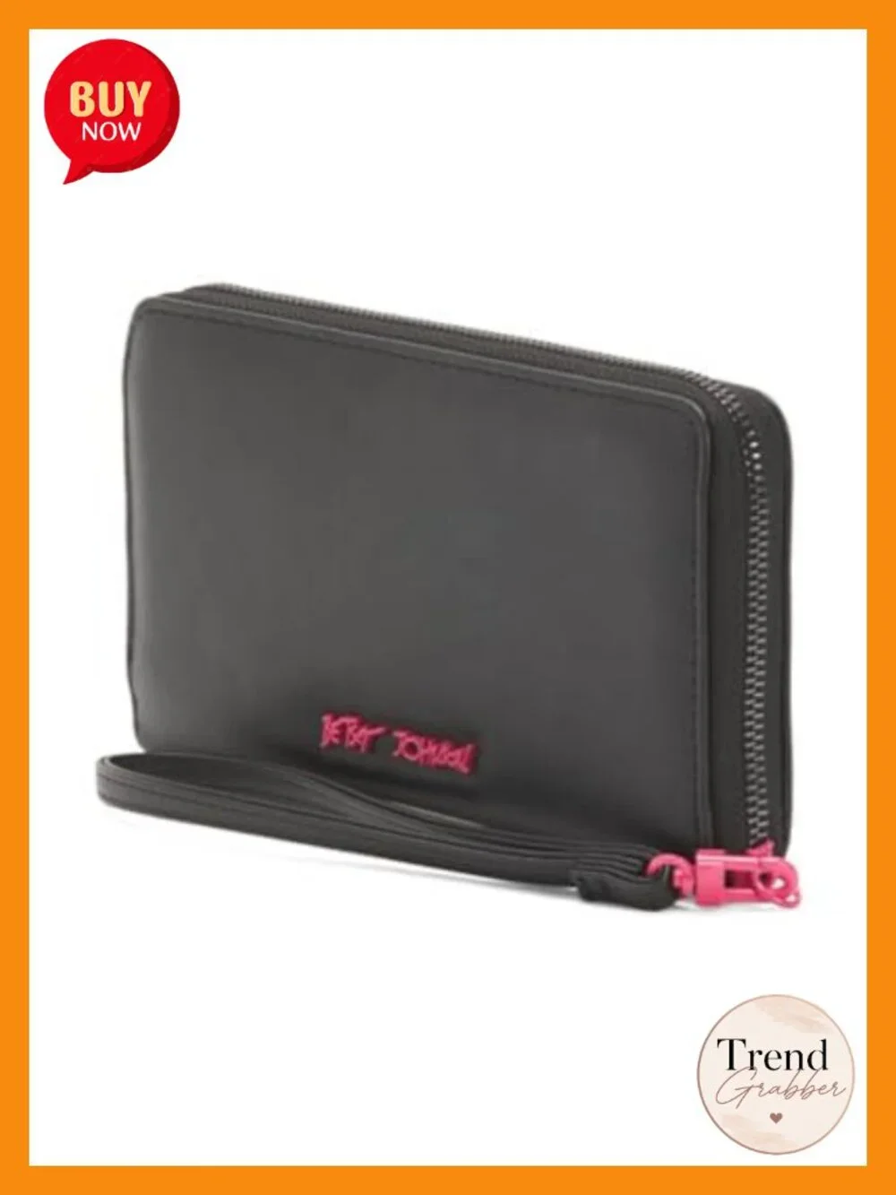 Multi Heart Embossed Wristlet, Zip Closure, Faux Leather